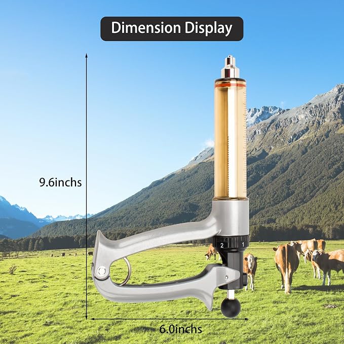50ML Semi-Automatic Adjustable Injector Syringe, Precision Syringe Pump - Adjustable 1ml to 5ml Range for Fast Continuous Injection in Pigs, Cattle, Chicken, Goat, and Other Livestock