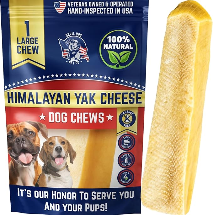 Devil Dog Pet Co. Himalayan Yak Cheese Dog Chews for Medium to Large Breeds & Aggressive Chewers - Long Lasting, Rawhide Free, High Protein - Cleaner Teeth, Anxiety & Boredom Relief - Large