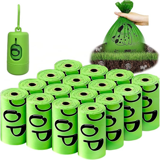 Dog Poop Bags Rolls-Biodegradable dog poop bags, Compostable Dog Waste Bags, ASTM D6400 & EN 13432 Compliant BPI Certified Pet Waste Bags. Earth Friendly 240 waste bag including dispenser