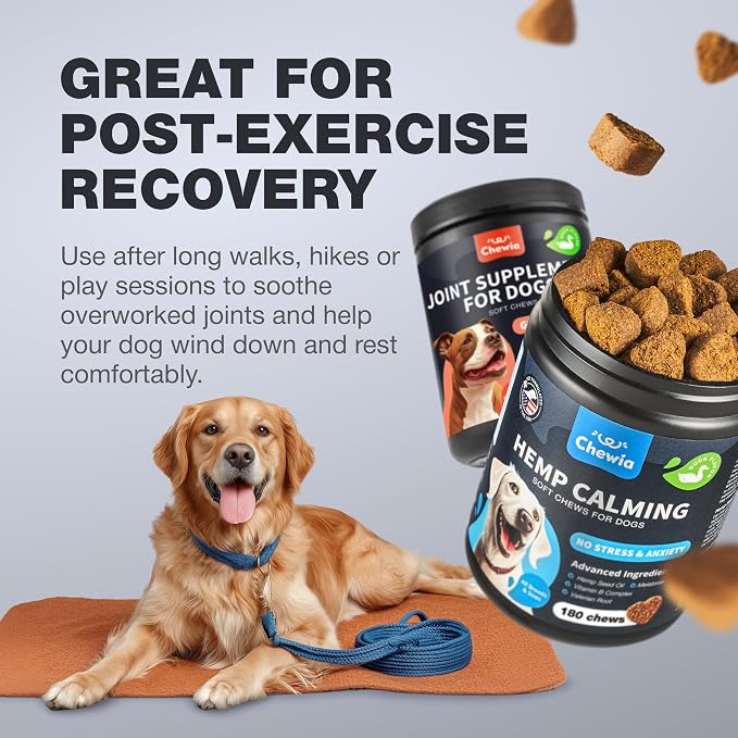 Calming & Hip Joint Support Chews for Dogs – Glucosamine Bundle for Senior & Active Dogs, Helps Maintain Calm Demeanor, Hip & Joint Comfort