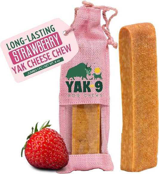 Yak9 Cheese Dog Chews, High Protein Treats, Natural, Rawhide Free, Long Lasting with Vitamins & Minerals, Large Size, Jumbo, 1 PC