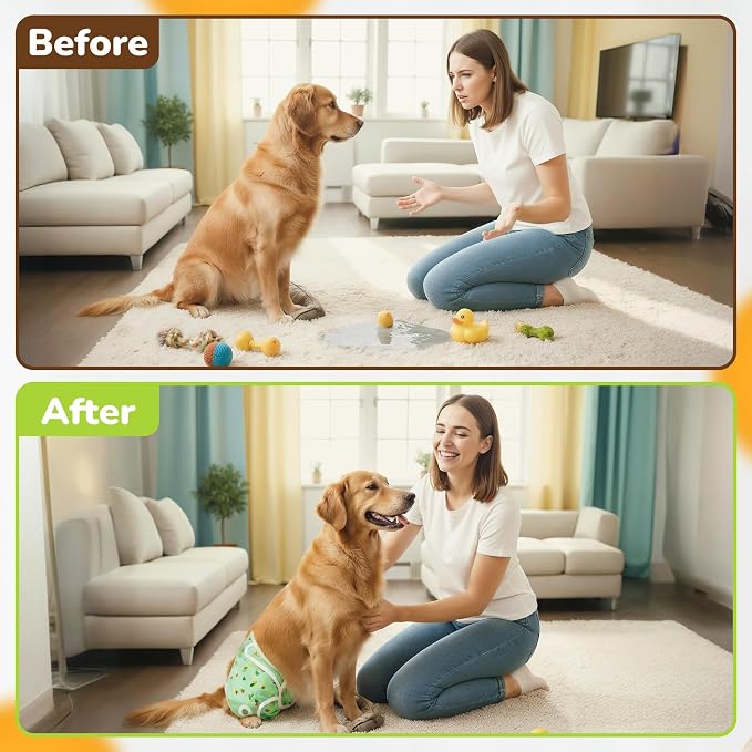 Pet Magasin® Super Absorbent Reusable Dog Diapers for Females (3-Pack) - Ideal Heat Solution, Washable Doggie Diapers for Female Dog - Perfect Doggie in Heat & Period (Original, XL (23”-35” Waist))