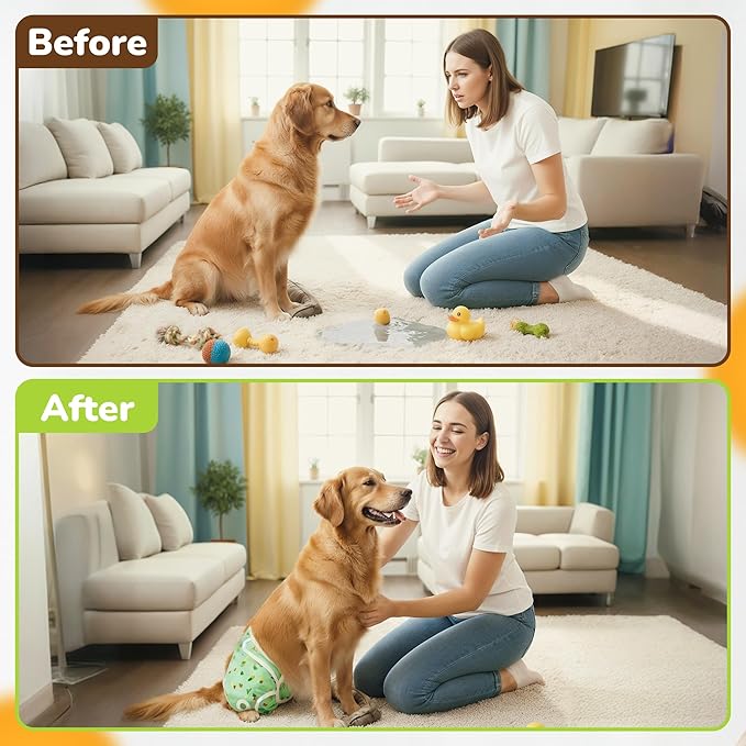 Pet Magasin® Super Absorbent Reusable Dog Diapers for Females (3-Pack) - Ideal Heat Solution, Washable Doggie Diapers for Female Dog - Perfect Doggie in Heat & Period (Botanical, M (14”-19” Waist))