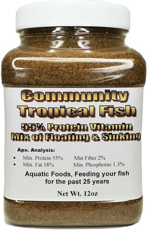 55% Protein & Vitamin Enriched Micro Floating/Slow Sinking Food Fry & Babies, for Cichlids, All Community Tropical Fish, Koi & Pond Fish...12oz Jar