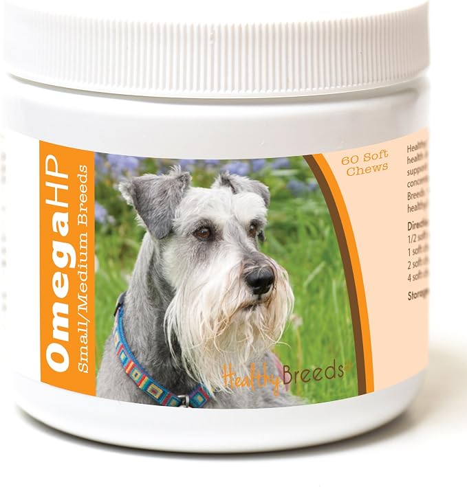 Healthy Breeds Miniature Schnauzer Omega HP Fatty Acid Skin and Coat Support Soft Chews 60 Count