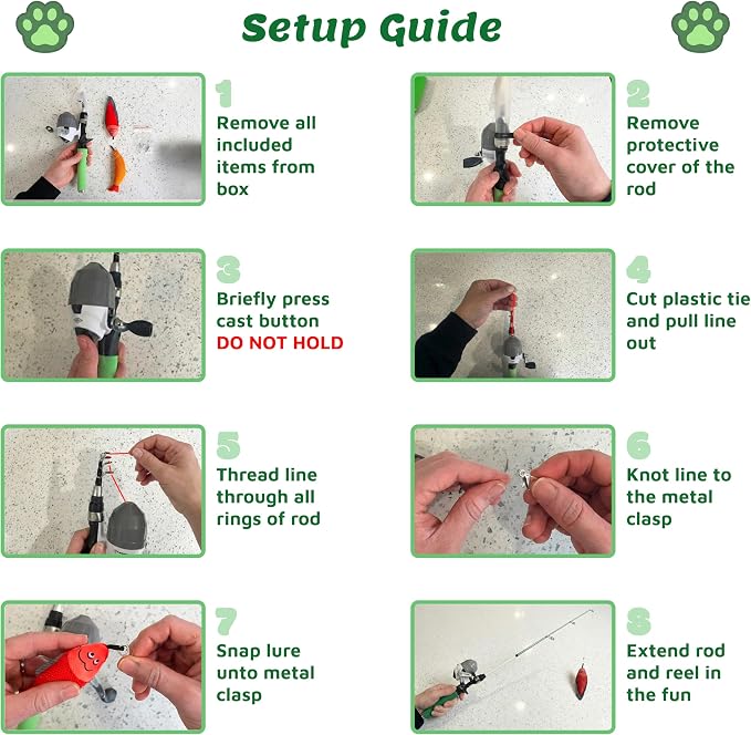 Meowy Cat Wand Toy – Cat Fishing Pole Toy with Reel The Cat Fish Fishing Rod, Telescopic Fiberglass Interactive Teaser Wand for Indoor Cats with Catnip Dental Mesh Attachments