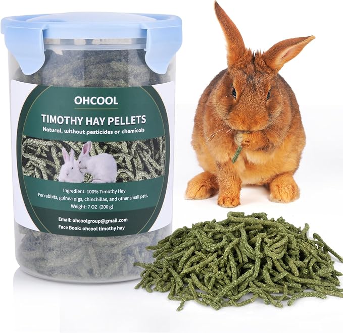 Timothy Hay 2.2 lbs and Timothy Hay Pellets 7 oz - for Rabbits Tortoise Guinea Pig