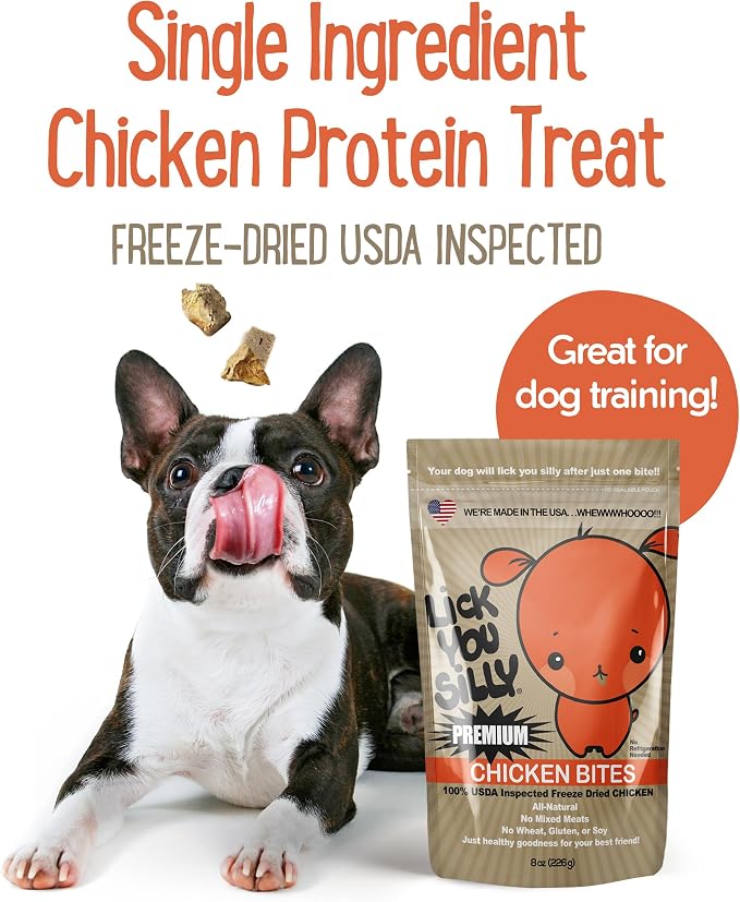 Lick You Silly Freeze-Dried Chicken Liver Dog Treats | High-Protein Puppy Training Treats for Small, Medium, & Large Dogs | Grain-Free, All-Natural Pet Snacks | Made in The USA