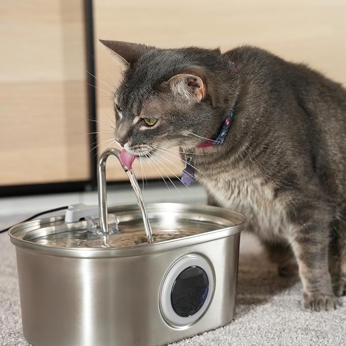 PawsPik SS-01 Stainless Steel Faucet-Design Cat Fountain 108.2 oz.