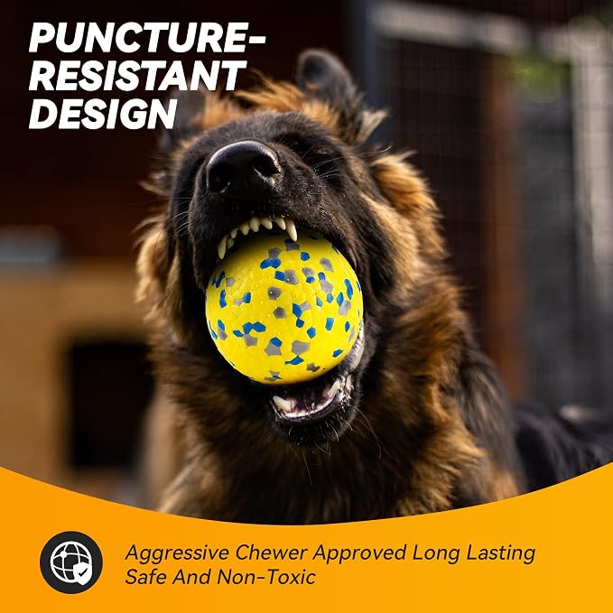 FUSOTO 4Pcs Dog Balls, Tennis Balls for Dog Aggressive Chewers, for Large Medium Small Puppy, Training Catch&Fetch, Water Floats Toys, Yellow