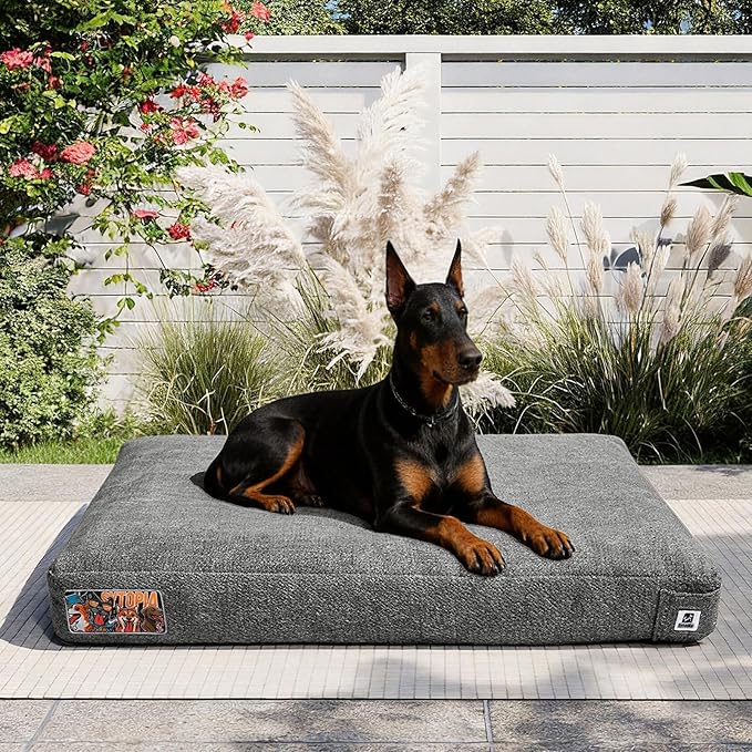 Sytopia 42 Inch Indestructible Durable Dog Beds for Extra Large Dogs, Chew Proof Waterproof Pet Crate Pad with Machine Washable Removable Cover, Great for Indoor, Outdoor, Crate, Patio Use, Grey