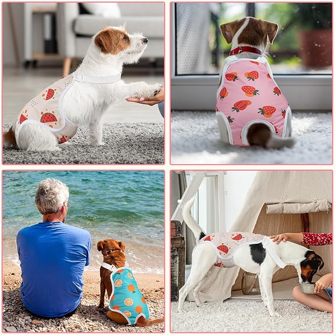 Jollywoods 3 Pack Washable Female Dog Diaper Onesie Sanitary Pantie with Adjustable Suspender, Reusable Fixed Doggie Diapers, Super Absorbent Leakproof for Small Toy Dog in Heat Cycle XS/S