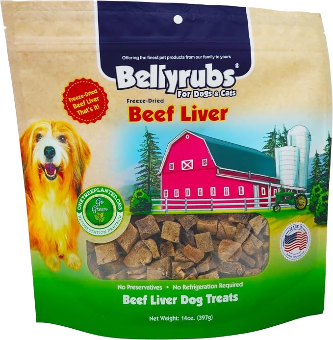 Freeze-Dried Beef Liver Treats for Small to Large Dogs 14oz | 100% Real Beef Liver Chews | All-Natural Gluten & Grain Free | High Protein Premium Dog Training Treat | Made in USA