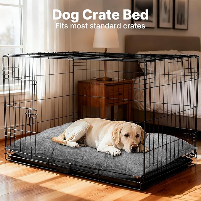 Veehoo Indestructible Dog Bed for Crate, Chew Proof Dog Crate Pad with Reinforced Corners, Large Washable Chew Resistant Pet Mat for Kennel, 35" x 22"