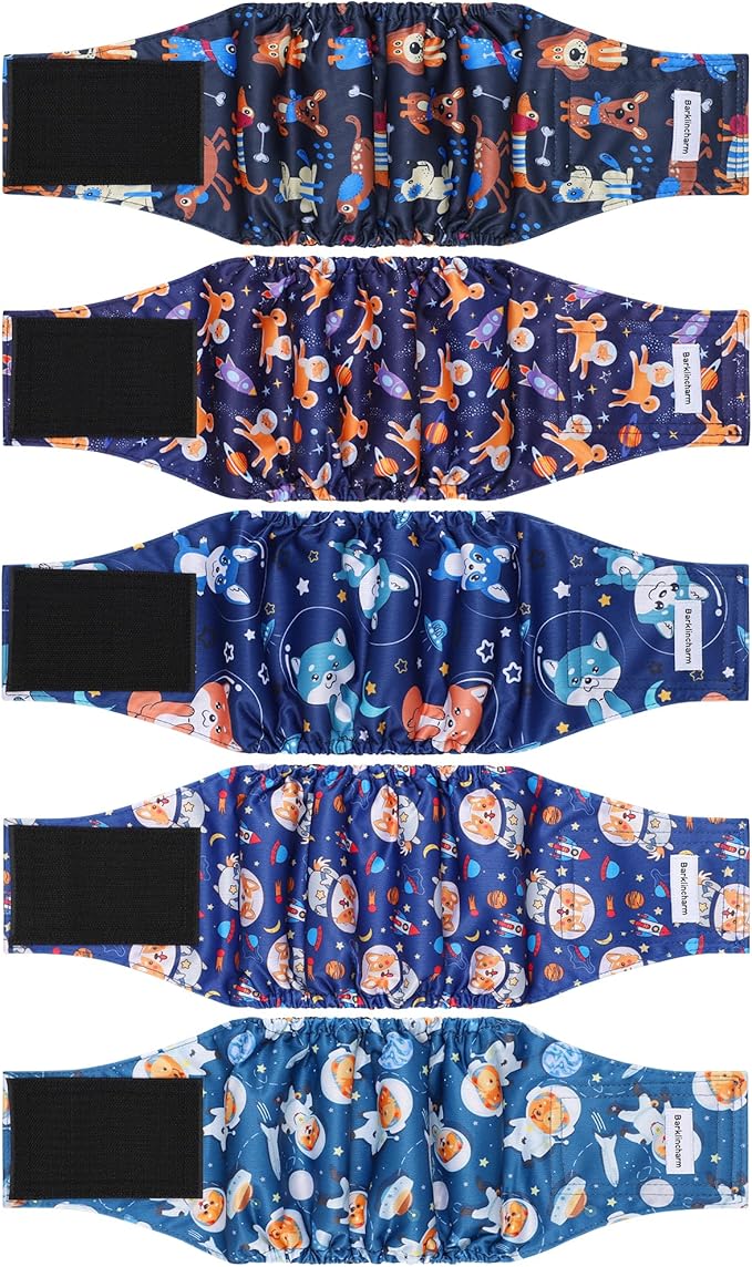5 Pack Dog Diapers Male, High Absorbing Dog Wraps, Belly Bands for Male Dogs with Incontinence or Frequent Urination, Washable Doggie Diapers XL