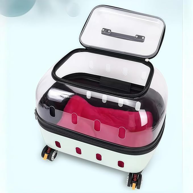 Compact Pets Carrier with Wheels 360° Castors Pet Suitcase Fits up to 48 lbs Cats or Small Dogs, External Single Pole Handle, Portable and Breathable for Trips (Mint)