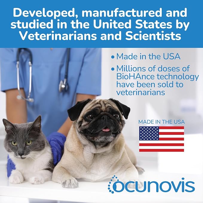 Sentrx - Ocunovis Gel Eye Drops for Dogs and Cats with Dry Eyes, Hydrating Cat and Dog Eye Drops with Hyaluronic Acid, Non-Blurring and Non-Stinging Artificial Tears, 5 ml, 6 Pack
