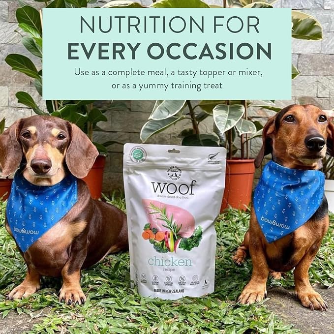 The New Zealand Natural Pet Food Co. WOOF Freeze Dried Dog Food - Chicken Recipe, High Protein Dog Treats & Snacks, Dog Food Toppers & Meals - 9.9 Ounce (Pack of 1)
