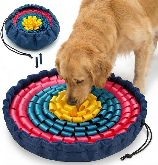 FunFurry Snuffle Mat for Dogs, Dog Puzzle Mat, Interactive Dog Toys for Enrichment,Sniff Mats with Non-Slip Backing,Suitable for Breeds and Sizes of Dogs (Floral, 17" Bowl)