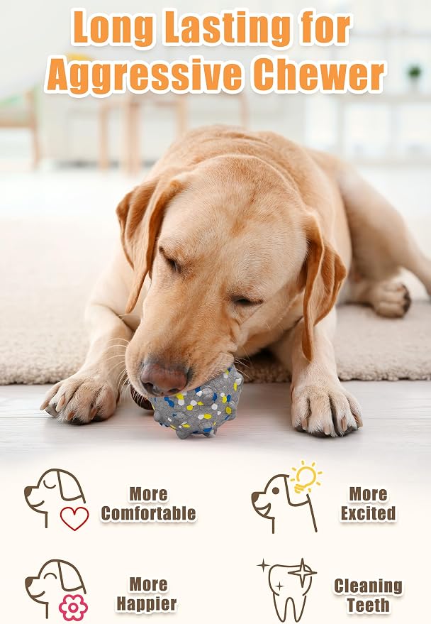 Moonorange 1.96'' Dog Balls for Dogs Aggressive Chewers Indestructible Tennis Durable Bouncy Interactive Dog Toy Balls for Fetch Game Floating Training(Grey Small)