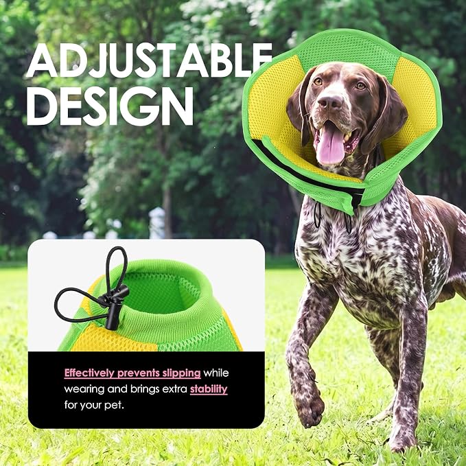 AOFITEE Dog Cone - Soft Cone for Dogs After Surgery, Comfy Cones for Large Dogs to Stop Licking, Adjustable Soft Dog Cone Collar, Elizabethan Pet E-Collar for Wound Healing, YellowGreen Large