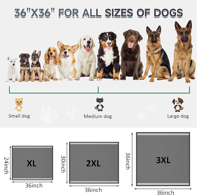 36"x36" Activated Charcoal Pee Pads for Dogs , 100 Count, Extra Large, Super Absorbent, Leakproof and Odor Resistant, Disposable Puppy Pads, Pet Training Pads, Potty Pads