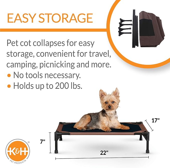 K&H Pet Products Original Elevated Pet Cot Tan with Microfleece Pad
