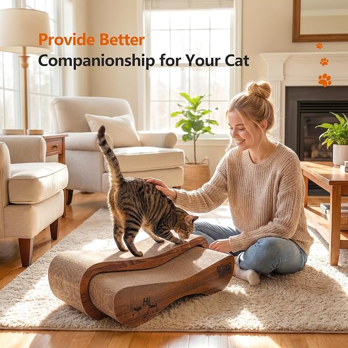 Cat Scratcher 2 in 1 Scratchers for Indoor Cats Scratching Board Cardboard, Horizontal Corrugated Scratch Pad for Cats as Beds & Furniture Reversible Sofa Scratch