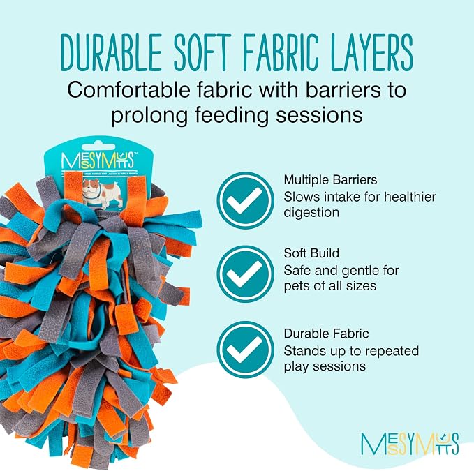 Messy Mutts Round 15” Forage Mat with No-Slip Suction Cups | Snuffle Mat Puzzle for Dogs | Stimulating Sniffing Interactive Puzzle for Dogs