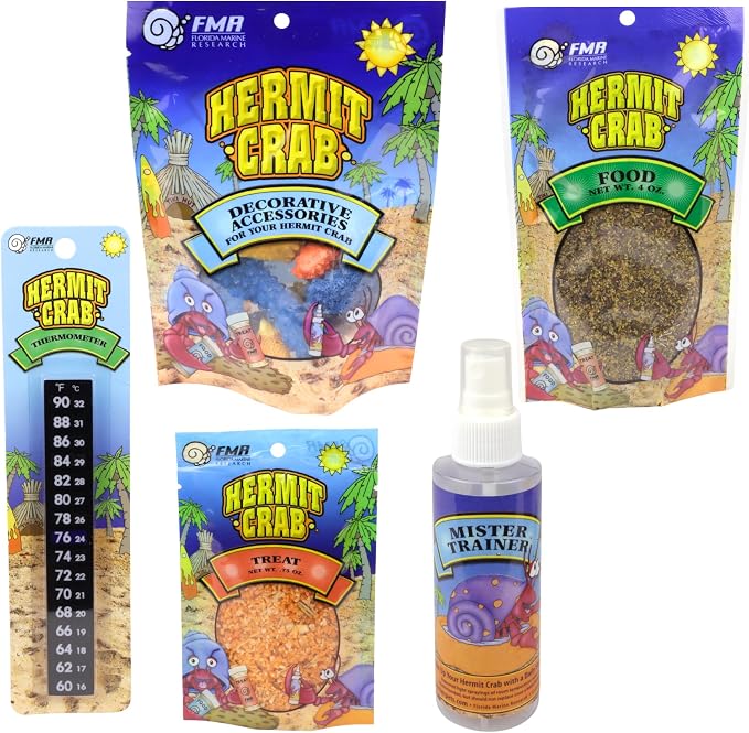 Needzo Ultimate All-in-One Hermit Crab Starter Kit, Neon Plastic Cage, Thermometer, Food, Treats, Trainer Bottle, and Coral Pieces, Terrarium Supplies for Pets and Reptiles