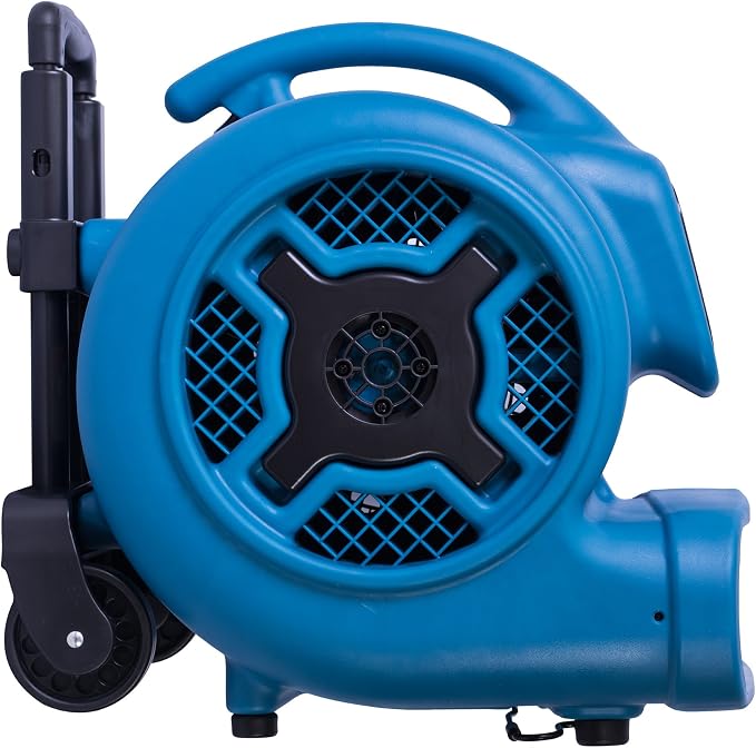 XPOWER P-800H Pro 3/4 HP 3200 CFM Centrifugal Air Mover, Carpet Dryer, Floor Fan, Blower, Telescopic Handle and Wheels, for Water Damage Restoration, Janitorial, Plumbing, Home Use, Blue