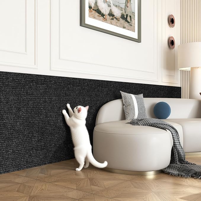 Yenhome 15.7"X80" Self-Adhesive Black Cat Scratch Mat for Covering Cat Scratch Furniture Protectors from Cats Scratching Grey White Anti Scratch Furniture Protector for Couch, Sofa, Bed Wall & Door