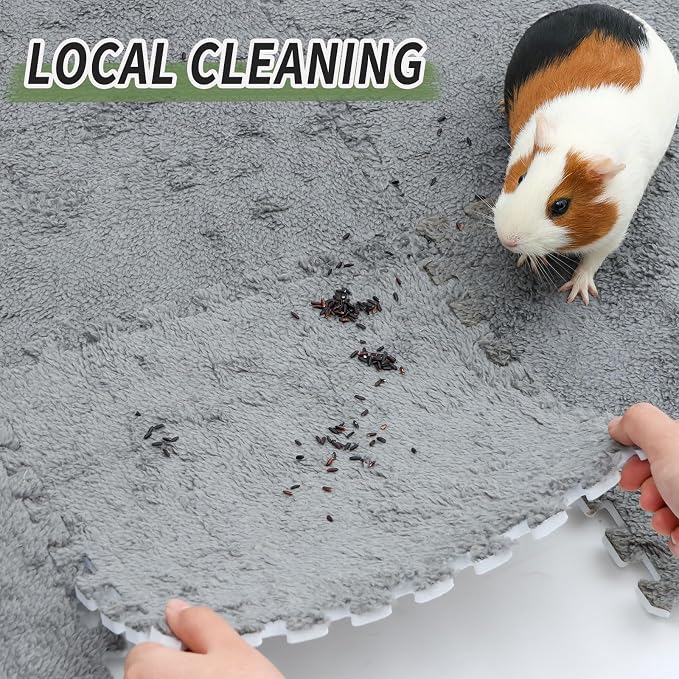 Oncpcare 10Pcs 11” x 11” Guinea Pig Pads Washable, 6 Pack Pet Cage Liner Protection Rabbit Cage Urine Guard