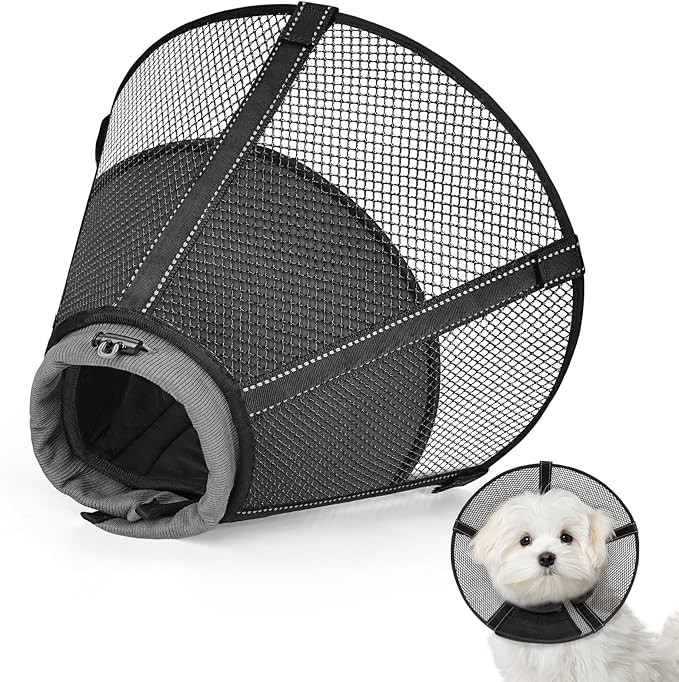 Dog Cone Collar After Surgery to Stop Licking: Soft Grid Recovery Collar with Detachable Pad, Elizabeth Cone Alternative for Large Medium, Small Dogs, Normal Eating and Drinking,M