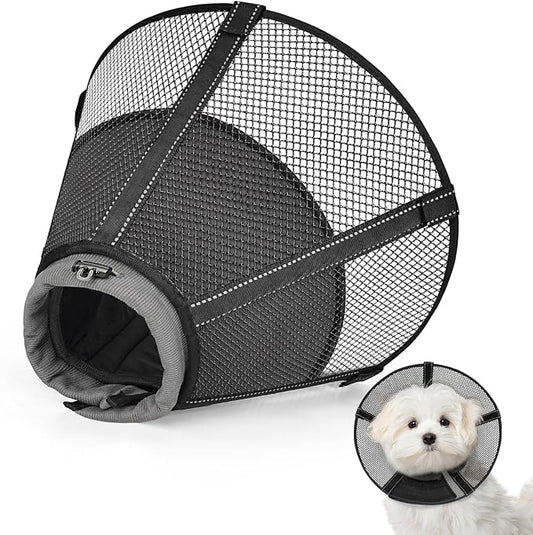 Dog Cone Collar After Surgery to Stop Licking: Soft Grid Recovery Collar with Detachable Pad, Elizabeth Cone Alternative for Large Medium, Small Dogs, Normal Eating and Drinking,M