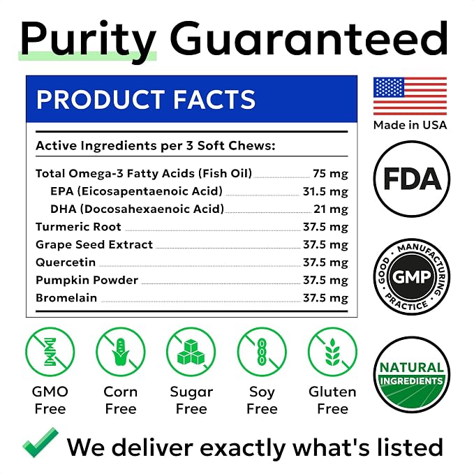 BARK&SPARK Dog Allergy Relief Soft Chews for Skin Health & Seasonal Allergies - Anti-Itch Supplement w/Omega-3, Quercetin & Bromelain Immune Treats for Dry Skin & Hot Spots - BBQ Chicken - 60ct