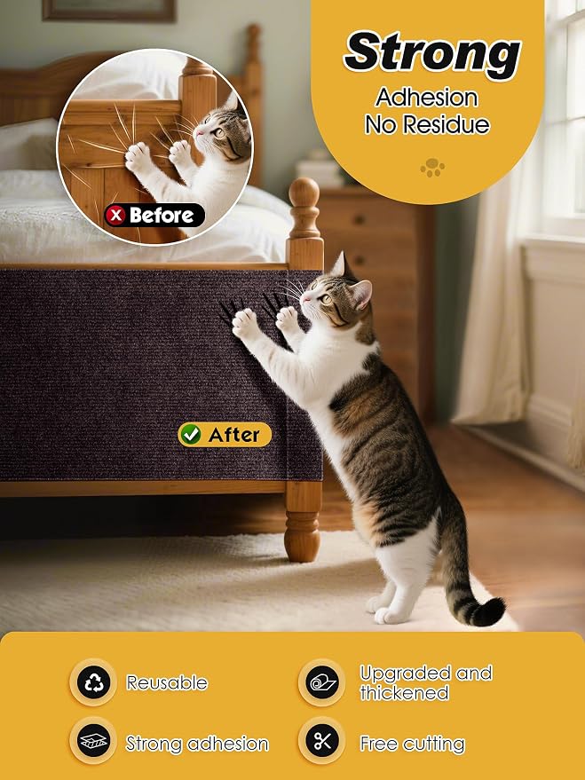 78.7"x15.8" Cat Scratch Furniture Protector with Clear Twist Pins - Brown | Less claw damage, easier scratch-zone setup, worn post refresh, cleaner couch corners, softer look for cat homes