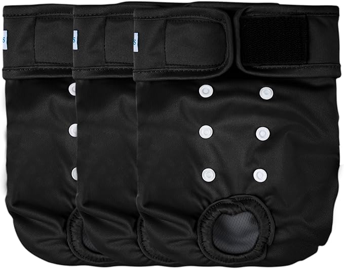 Leekalos Reusable Washable Dog Diapers Female (3 Pack) - Highly Absorbent Doggie Diapers - Size Adjustable Puppy Diapers for Dog Period Panties (Medium)