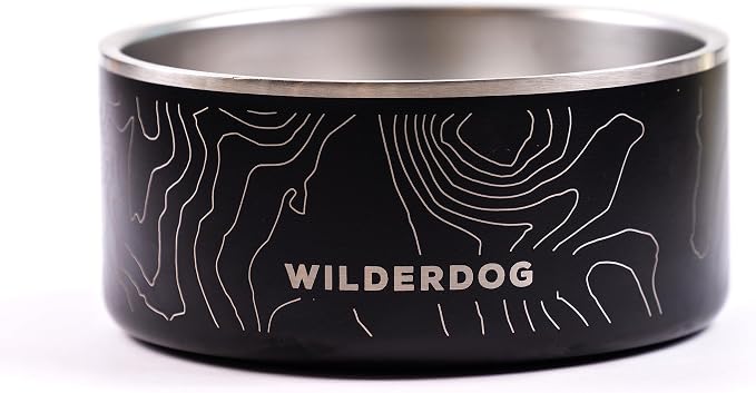 Widlerdog Stainless Steel Dog Bowl with Extra Durable Kitchen-Grade BPA-Free Stainless Steel with Non-Slip Rubber Ringed Bottom (Black, 64 oz)