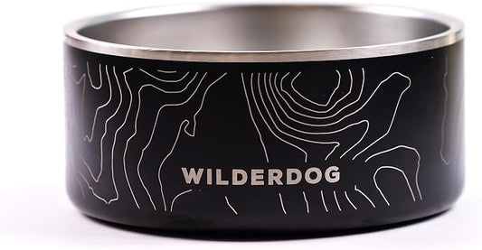 Widlerdog Stainless Steel Dog Bowl with Extra Durable Kitchen-Grade BPA-Free Stainless Steel with Non-Slip Rubber Ringed Bottom (Black, 64 oz)