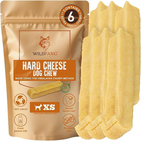 Wildfang® Yak Chews, X-Small for Dogs Under 22 lbs – Dog Dental Chew Stick, Hardness Like Himalayan Yak Cheese, Churpi-Style Cheese Sticks, Dog Treats & Puppy Training Treats, Approx 1 oz, Pack of 1
