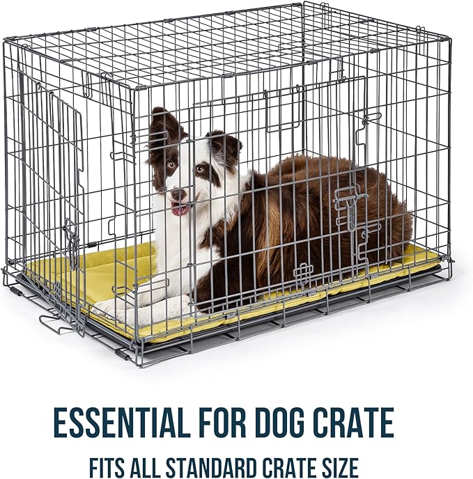 PELZIN Cybarmour 2.0 Chew Proof Dog Crate Pad - Outdoor Chew Resistant Dog Bed with Corner Anchor - Machine Washable - Water-Resistant - Extra Large Breeds & Fits 48-Inch Crate - 47"x28", Moonstone