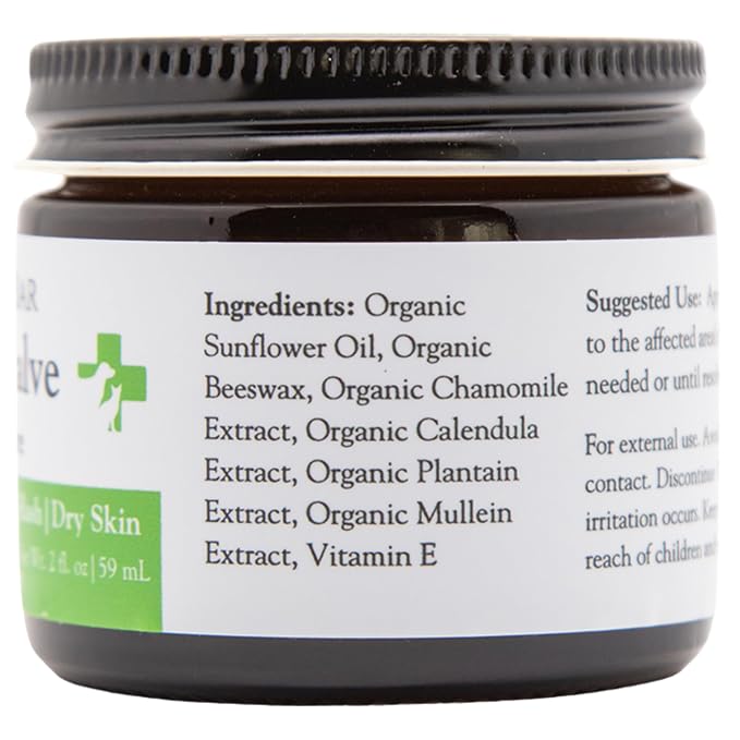Organic Soothing Salve for Dogs & Cats - Lick-Safe First Aid Wound Care & Skin Healing with Beeswax & Calendula for Cracked Paws, Noses, Hot Spots, Itchy Skin & Minor Wounds - 2oz