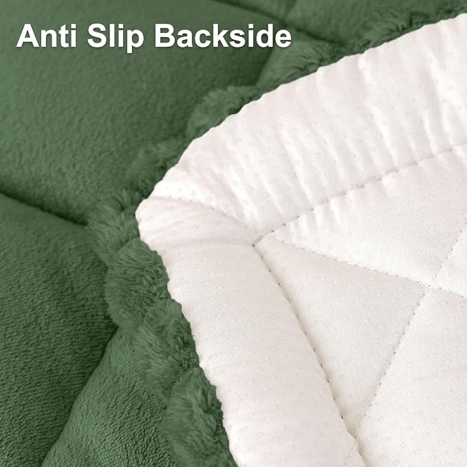 Smiry Couch Cover for Dogs, Non Slip Washable Pet Sofa Protector for Large Dogs, Cats, Fuzzy Plush Sofa Covers Backrest & Armrest, Against Fur, Dirt & Scratch Resistant, Green, 27.6"×27.6"