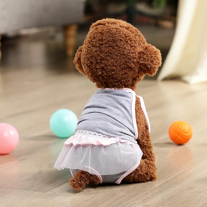 3 Pieces Reusable Female Dog Diapers with Adjustable Suspender Washable Doggy Sanitary Panties Dog Period Diapers Puppy Underwear Jumpsuits for Heat Cycle Female Doggie Pet(XL)