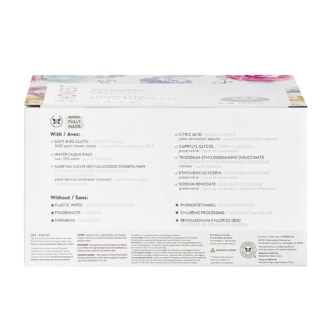 The Honest Company Hypoallergenic Multi-Use Baby Wipes for Sensitive Skin, Rose Blossom, 288 Count (Pack of 3)