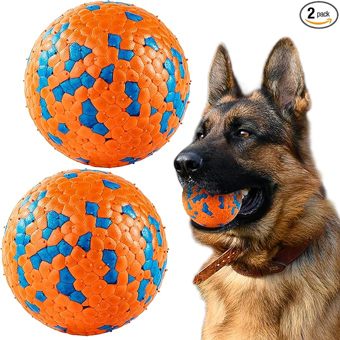 FUSOTO 2Pcs Dog Balls, Tennis Balls for Dog Aggressive Chewers, for Large Medium Small Puppy, Training Catch&Fetch, Water Floats Toys, Orange