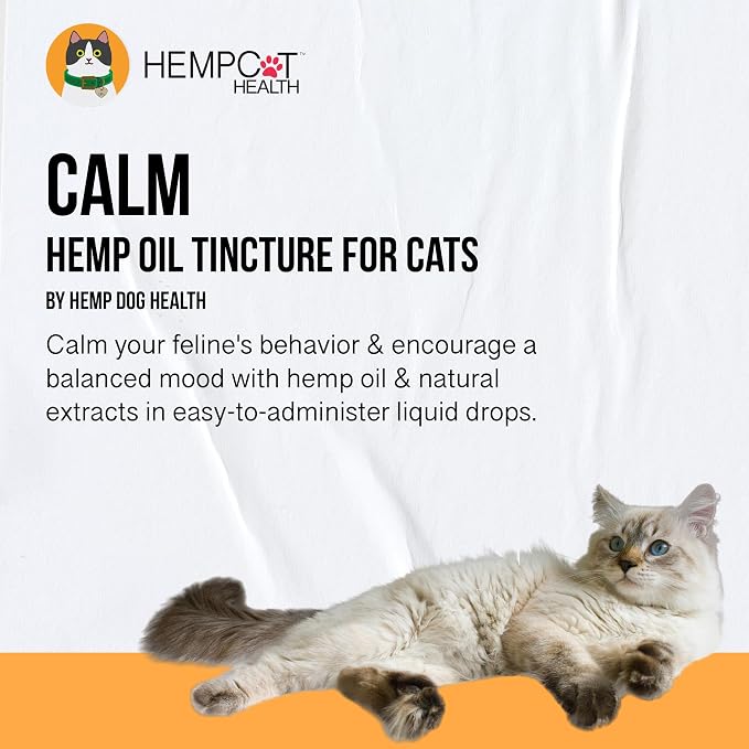 Calm Drops for Cats - Lavender Hemp Oil Blend for Balance During Fireworks, Travel, Alone Time, & New Environments - USDA Organic Cat Calming Drops - New & Improved Formula - 2 oz