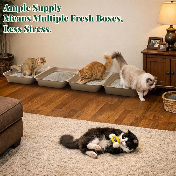 10 Count - Disposable Litter Box for Kitty Cats, Thick & Leak-Proof, Eco-Friendly Travel & Home Litter Pan, No-Scrub for Cats