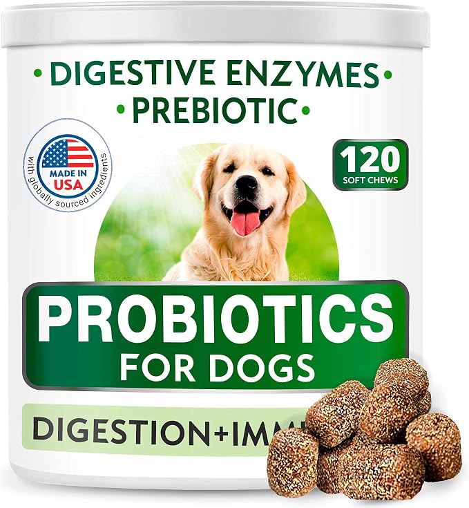 BARK&SPARK Combo of Dog Probiotics Chews + Calming Hemp Treats + Omega 3 Fish Oil Chews for Dogs - Anxiety Relief + Digestion and Immunity Support + Skin and Coat Supplement